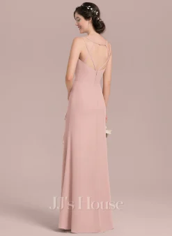 Jjshouse.fr Robe Trapèze Cache Cœur Longueur Ras Du Sol Mousseline Mousseline Robe De Demoiselle D'honneur Avec Robe à Volants -Voiles mariée Soldes 01265442dde9f4face878cde66d97223