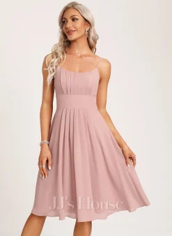 Jjshouse.fr Robe Trapèze Scoop Longueur Genou Mousseline Robe De Demoiselle D'honneur -Voiles mariée Soldes 01ff44d348f2d3278f36d04feed87503