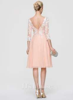 JJsHouse Robe Trapèze Scoop Longueur Genou Mousseline Dentelle Robe De Mariée -Voiles mariée Soldes 02a8e0fbbd38ae4b4497ddfbea86d326