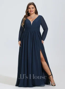 Jjshouse.fr Robe Trapèze Col V Longueur Ras Du Sol Mousseline Mousseline Robe De Demoiselle D'honneur Avec Fendue Devant -Voiles mariée Soldes 03ace7d4efa50f0296f1fb917da8b741