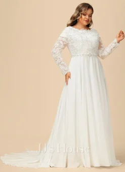 JJsHouse Robe Trapèze Traîne Moyenne Mousseline Dentelle Robe De Mariée Avec Brodé -Voiles mariée Soldes 03da8e298a08bdf8f63b4e8eeafe0a1c