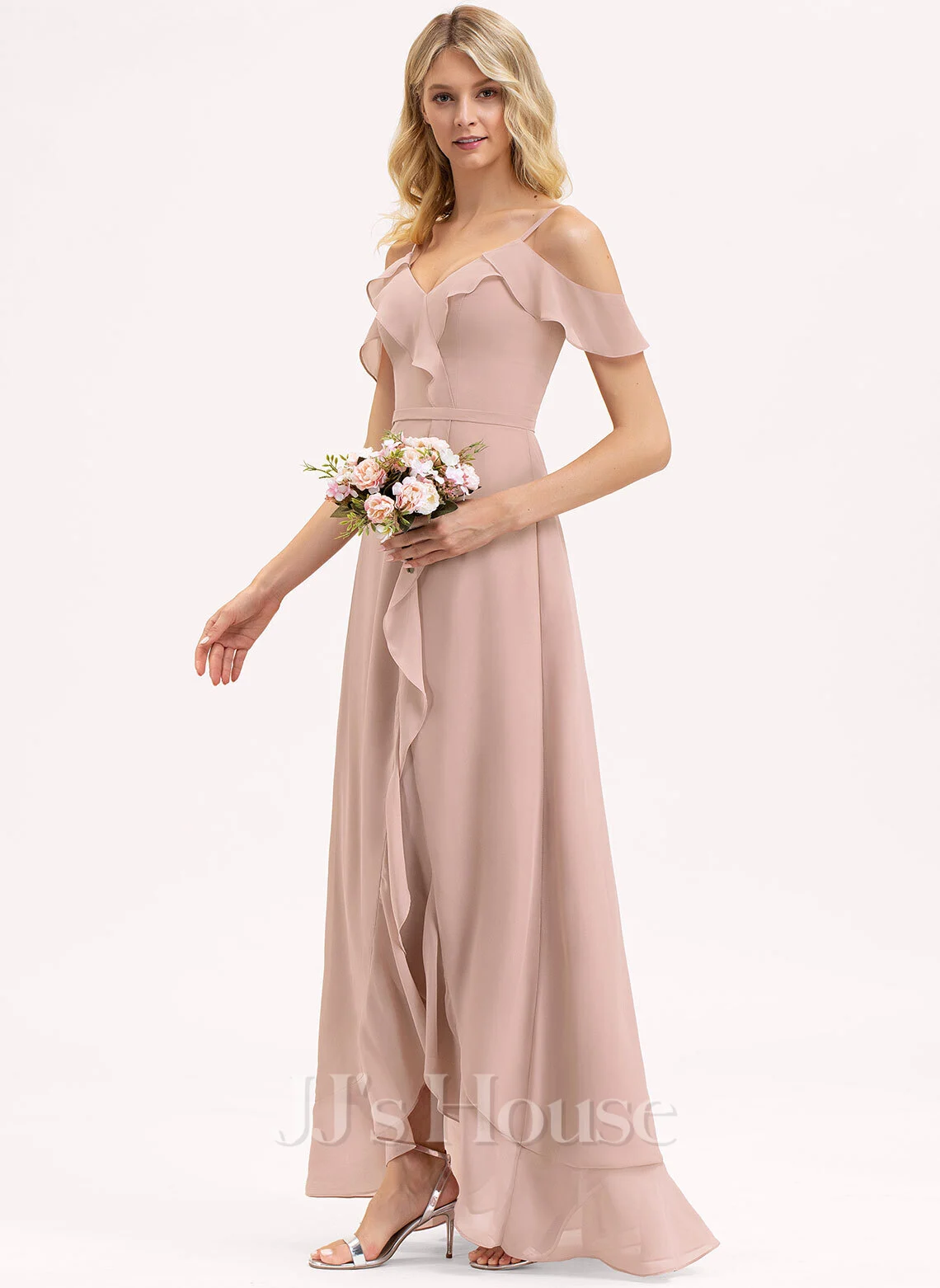 Jjshouse.fr Robe Trapèze Col V Asymétrique Mousseline Mousseline Robe De Demoiselle D'honneur Avec Robe à Volants 1 Jjshouse.fr Robe Trapèze Col V Asymétrique Mousseline Mousseline Robe De Demoiselle D'honneur Avec Robe à Volants