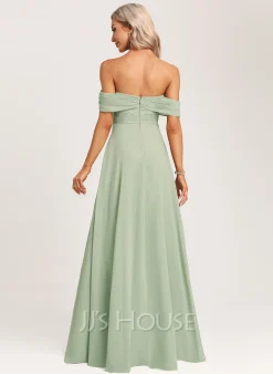 Jjshouse.fr Robe Trapèze épaule Dénudée Longueur Ras Du Sol Mousseline Robe De Demoiselle D'honneur Avec Plissé -Voiles mariée Soldes 04c46dcf3676fda08e6da8b21fad12a1