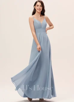 Jjshouse.fr Robe Trapèze Col V Longueur Ras Du Sol Mousseline Mousseline Robe De Demoiselle D'honneur