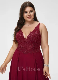 Jjshouse.fr Robe Trapèze Col V Longueur Ras Du Sol Mousseline Mousseline Robe De Demoiselle D'honneur Avec Dentelle Fendue Devant Paillettes -Voiles mariée Soldes 09d4c5cfb8562bc9116b4e9da5487680