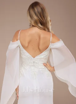 JJsHouse Forme Sirène/trompette Accueil Froid Balayage/pinceau Train Mousseline Dentelle Robe De Mariée 11 JJsHouse Forme Sirène/trompette Accueil Froid Balayage/pinceau Train Mousseline Dentelle Robe De Mariée -Voiles mariée Soldes 0a242f6f3895c180d95ce5b690351016