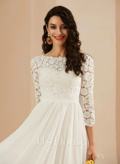 JJsHouse Robe Trapèze Scoop Balayage/pinceau Train Mousseline Dentelle Robe De Mariée -Voiles mariée Soldes 0ca789cf234ec9796231ed18a8fe60b9