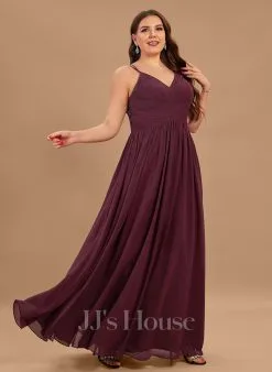 Jjshouse.fr Robe Trapèze Col V Longueur Ras Du Sol Mousseline Dentelle Dentelle Mousseline Robe De Demoiselle D'honneur Avec Plissé -Voiles mariée Soldes 0e4a94584c7bd1948451d62aac31f017