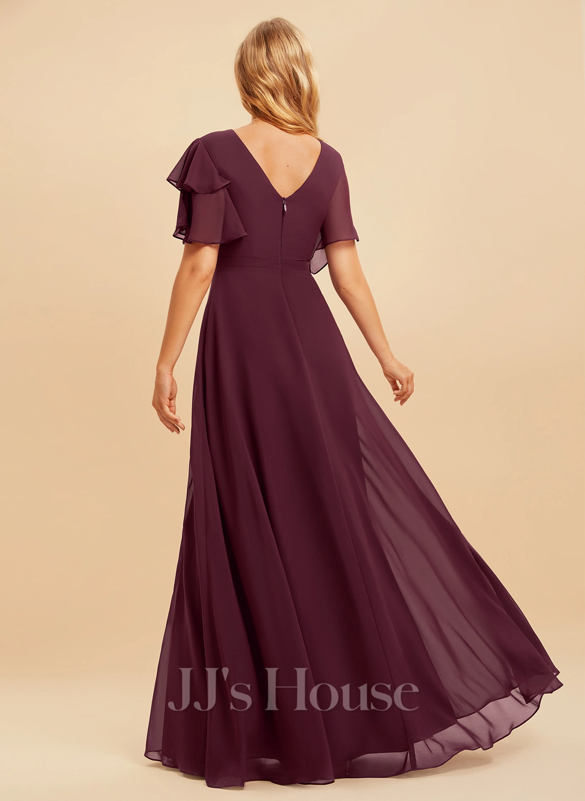 Jjshouse.fr Robe Trapèze Scoop Longueur Ras Du Sol Mousseline Robe De Demoiselle D'honneur Avec Plissé Fendue Devant 3 Jjshouse.fr Robe Trapèze Scoop Longueur Ras Du Sol Mousseline Robe De Demoiselle D'honneur Avec Plissé Fendue Devant – Image 3