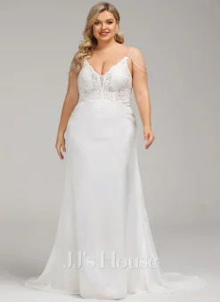 JJsHouse Forme Sirène/trompette Col V Traîne Moyenne Mousseline Dentelle Robe De Mariée Avec Brodé Paillettes 23 JJsHouse Forme Sirène/trompette Col V Traîne Moyenne Mousseline Dentelle Robe De Mariée Avec Brodé Paillettes -Voiles mariée Soldes 10410ada96b9d08ff6af4263dd36b9f1