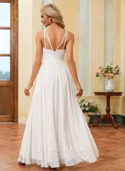 JJsHouse Robe Trapèze Scoop Longueur Ras Du Sol Mousseline Dentelle Robe De Mariée -Voiles mariée Soldes 104f1d50485d6e1da8701b0c2bce67ab