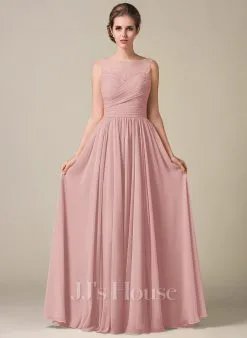 Jjshouse.fr Robe Trapèze Scoop Longueur Ras Du Sol Mousseline Dentelle Dentelle Mousseline Robe De Demoiselle D'honneur Avec Plissé