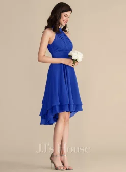 Jjshouse.fr Robe Trapèze Scoop Asymétrique Mousseline Mousseline Robe De Demoiselle D'honneur Avec Plissé -Voiles mariée Soldes 151a630ee7c4c8684b529965c958ee38