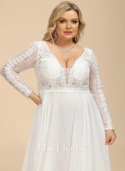 JJsHouse Robe Trapèze Col V Traîne Moyenne Mousseline Dentelle Robe De Mariée Avec Plissé 27 JJsHouse Robe Trapèze Col V Traîne Moyenne Mousseline Dentelle Robe De Mariée Avec Plissé -Voiles mariée Soldes 18a6defc63dccc57791a1e0e653a30dc