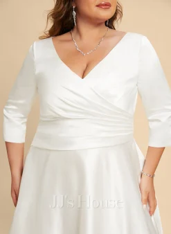 JJsHouse Robe Trapèze Col V Longueur Mollet Satiné Robe De Mariée 17 JJsHouse Robe Trapèze Col V Longueur Mollet Satiné Robe De Mariée -Voiles mariée Soldes 1935efdf24a23eb8fe5421c8e9f39401