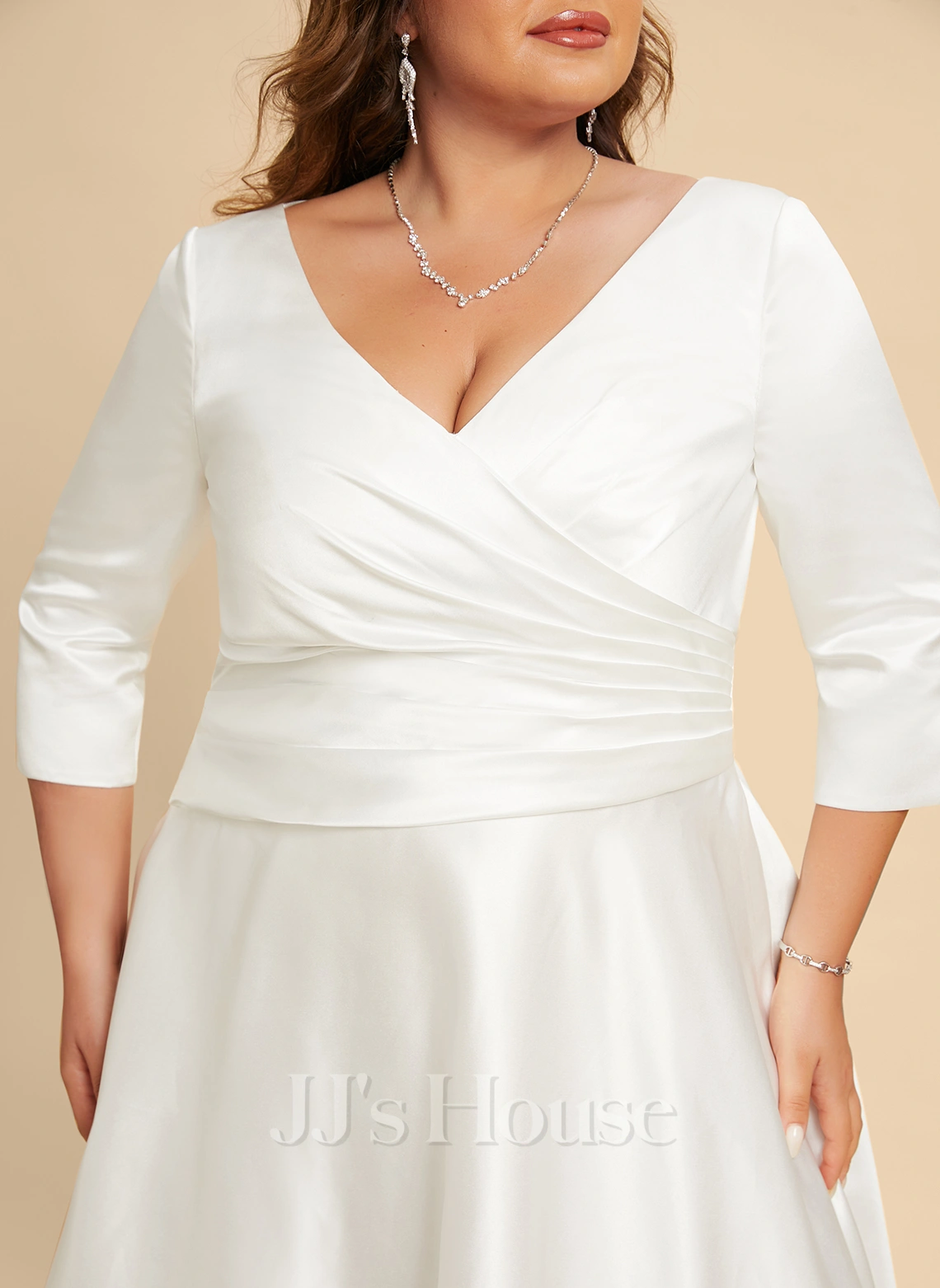 JJsHouse Robe Trapèze Col V Longueur Mollet Satiné Robe De Mariée 9 JJsHouse Robe Trapèze Col V Longueur Mollet Satiné Robe De Mariée – Image 9