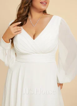 JJsHouse Robe Trapèze Col V Longueur Mollet Mousseline Robe De Mariée -Voiles mariée Soldes 1a5c33a47adb0625d5b5320bc469142f