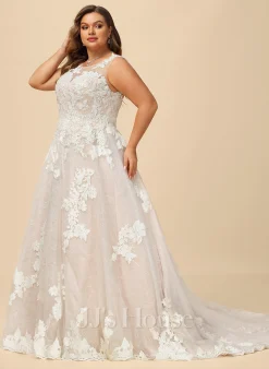 JJsHouse Robe Marquise/princesse Illusion Traîne Moyenne Dentelle Tulle Robe De Mariée Avec Brodé Paillettes -Voiles mariée Soldes 1c578cb1739bdd23d4cc8adfd415e59c