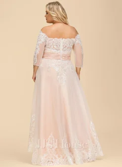 JJsHouse Robe Trapèze Asymétrique Dentelle Satiné Tulle Robe De Mariée Avec Paillettes -Voiles mariée Soldes 212e2be5de6a6db30551bb6c4e9014e5