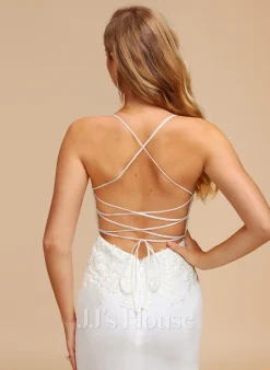 JJsHouse Forme Sirène/trompette Col V Balayage/pinceau Train Mousseline Dentelle Robe De Mariée -Voiles mariée Soldes 2154e54b97ff181ec68a1f75d3a4d15a