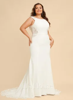 JJsHouse Forme Sirène/trompette Scoop Traîne Moyenne Dentelle Robe De Mariée -Voiles mariée Soldes 226d6f5cdf05d8401d4e37a011a167ed