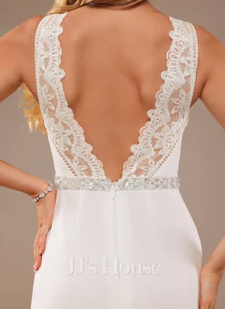 JJsHouse Forme Sirène/trompette Col Haut Traîne Moyenne Mousseline Dentelle Robe De Mariée Avec Brodé -Voiles mariée Soldes 230d64d61b30fd099968fb90a525b413