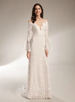 JJsHouse Forme Sirène/trompette Illusion Traîne Moyenne Dentelle Robe De Mariée -Voiles mariée Soldes 23d3aa3c629e8cf6542201635c80959e