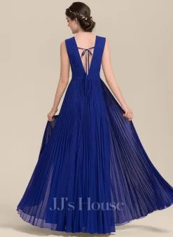 Jjshouse.fr Robe Trapèze Col V Longueur Ras Du Sol Mousseline Mousseline Robe De Demoiselle D'honneur Avec Arc Plissée -Voiles mariée Soldes 26d97c91b0a7e921954805ead5a6e18f