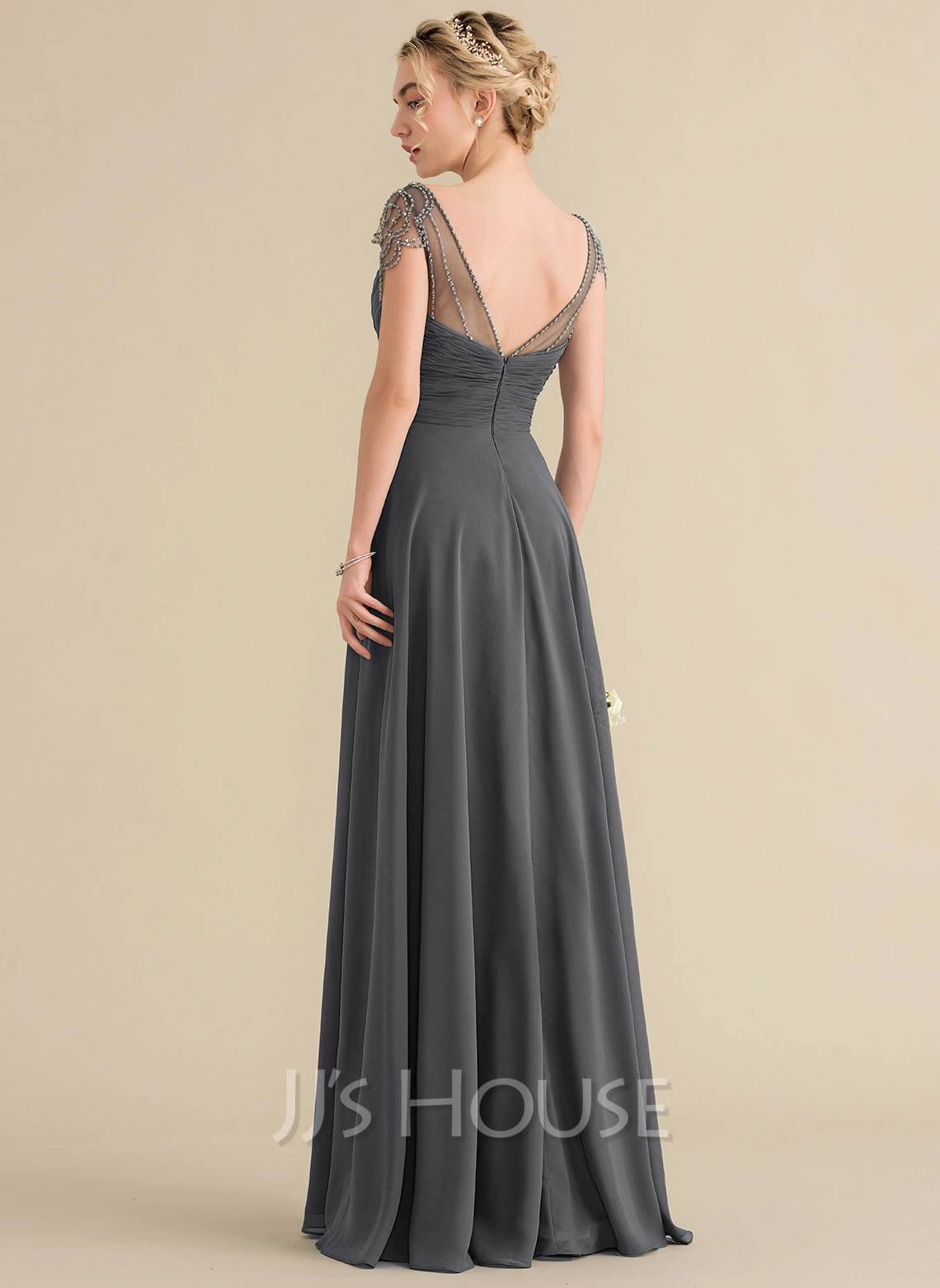 Jjshouse.fr Robe Trapèze Col V Longueur Ras Du Sol Mousseline Mousseline Robe De Demoiselle D'honneur Avec Brodé Plissé Paillettes 9 Jjshouse.fr Robe Trapèze Col V Longueur Ras Du Sol Mousseline Mousseline Robe De Demoiselle D'honneur Avec Brodé Plissé Paillettes – Image 9