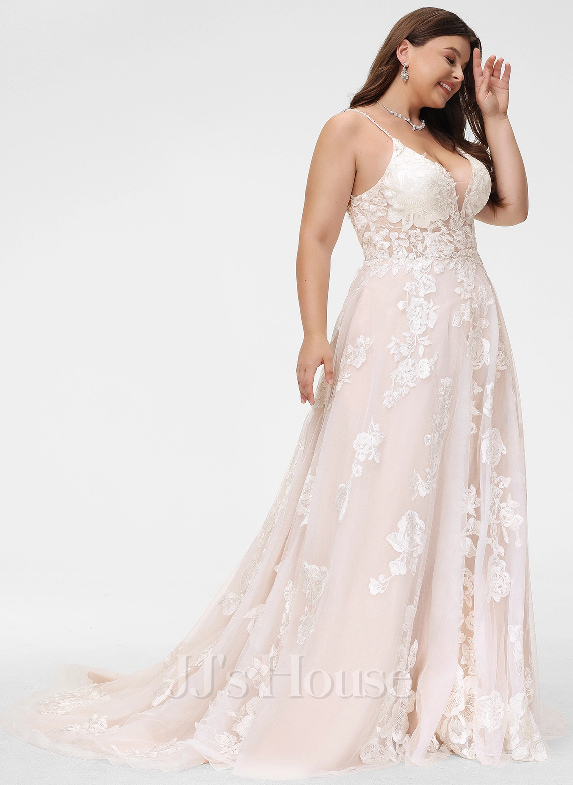 JJsHouse Robe Marquise/princesse Col V Traîne Moyenne Dentelle Tulle Robe De Mariée Avec Brodé 13 JJsHouse Robe Marquise/princesse Col V Traîne Moyenne Dentelle Tulle Robe De Mariée Avec Brodé – Image 13