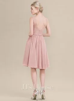 Jjshouse.fr Robe Trapèze Col V Longueur Genou Mousseline Dentelle Dentelle Mousseline Robe De Demoiselle D'honneur Avec Arc -Voiles mariée Soldes 29a946fb9706518af1af65a74da8b6ce