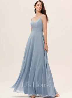 Jjshouse.fr Robe Trapèze Col V Longueur Ras Du Sol Mousseline Mousseline Robe De Demoiselle D'honneur -Voiles mariée Soldes 2bd192908d5cf0ba84b849e6c8759ade