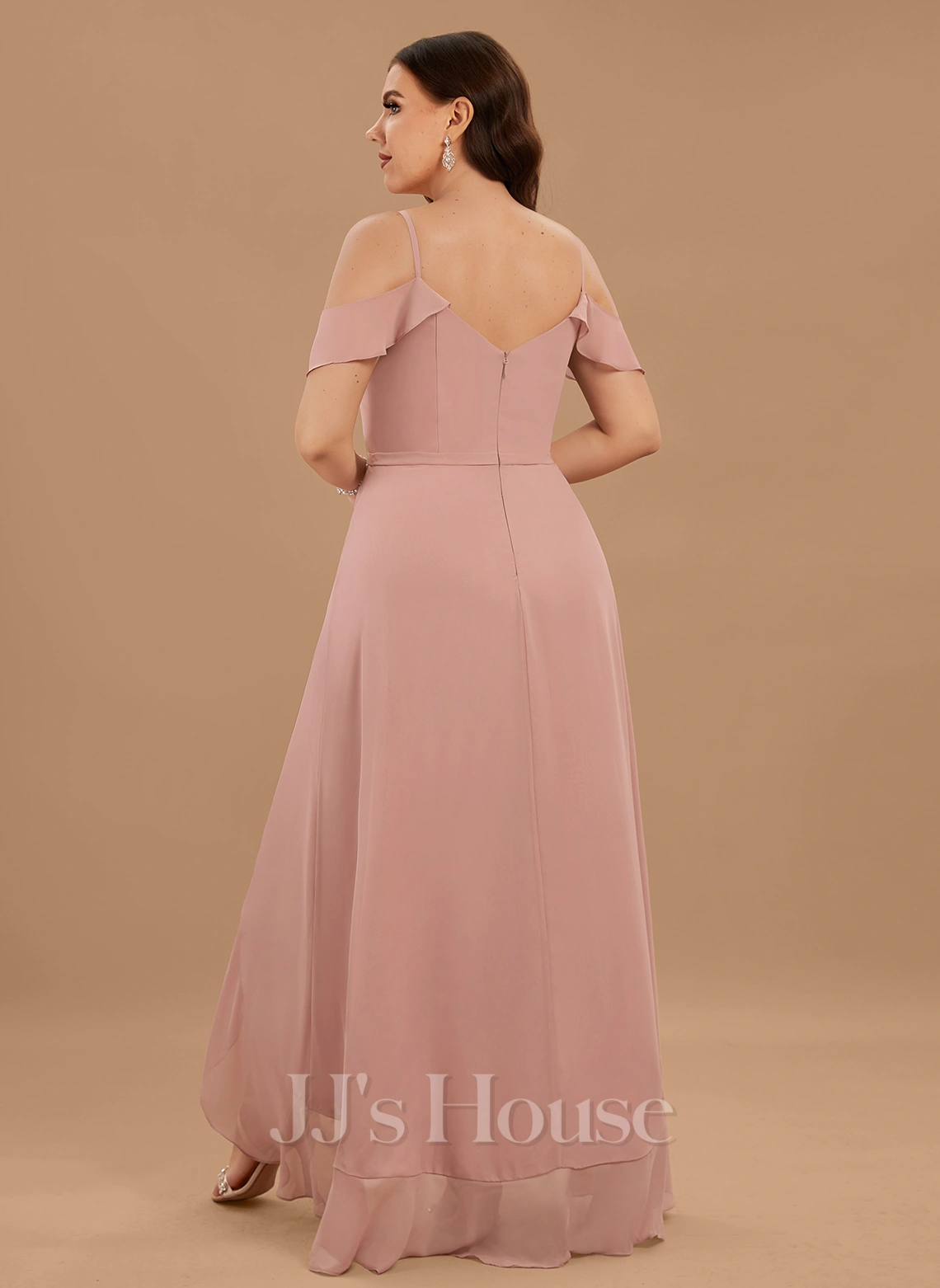 Jjshouse.fr Robe Trapèze Col V Asymétrique Mousseline Mousseline Robe De Demoiselle D'honneur Avec Robe à Volants 6 Jjshouse.fr Robe Trapèze Col V Asymétrique Mousseline Mousseline Robe De Demoiselle D'honneur Avec Robe à Volants – Image 6