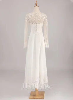 JJsHouse Robe Trapèze Scoop Asymétrique Mousseline Dentelle Robe De Mariée Avec Paillettes -Voiles mariée Soldes 30f234948f3a432c9f6c84461acaaabe