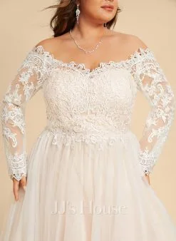 JJsHouse Robe Marquise/princesse épaule Dénudée Traîne Mi-longue Dentelle Tulle Robe De Mariée -Voiles mariée Soldes 3138e0988093da36c19be66b3f3244ab