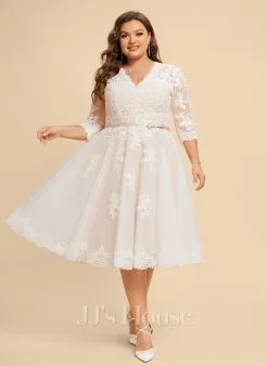JJsHouse Robe Trapèze Col V Longueur Genou Dentelle Tulle Robe De Mariée Avec Arc 16 JJsHouse Robe Trapèze Col V Longueur Genou Dentelle Tulle Robe De Mariée Avec Arc -Voiles mariée Soldes 32c69ea98660a61dbb9af303ad12a005