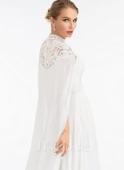 JJsHouse Robe Trapèze Col Haut Longueur Ras Du Sol Mousseline Dentelle Robe De Mariée -Voiles mariée Soldes 335b7c24b333431143dab973b0e708b0