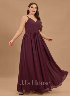 Jjshouse.fr Robe Trapèze Col V Longueur Ras Du Sol Mousseline Dentelle Dentelle Mousseline Robe De Demoiselle D'honneur Avec Plissé -Voiles mariée Soldes 33dade64b7a0ed42db98fd07e8d37c8d