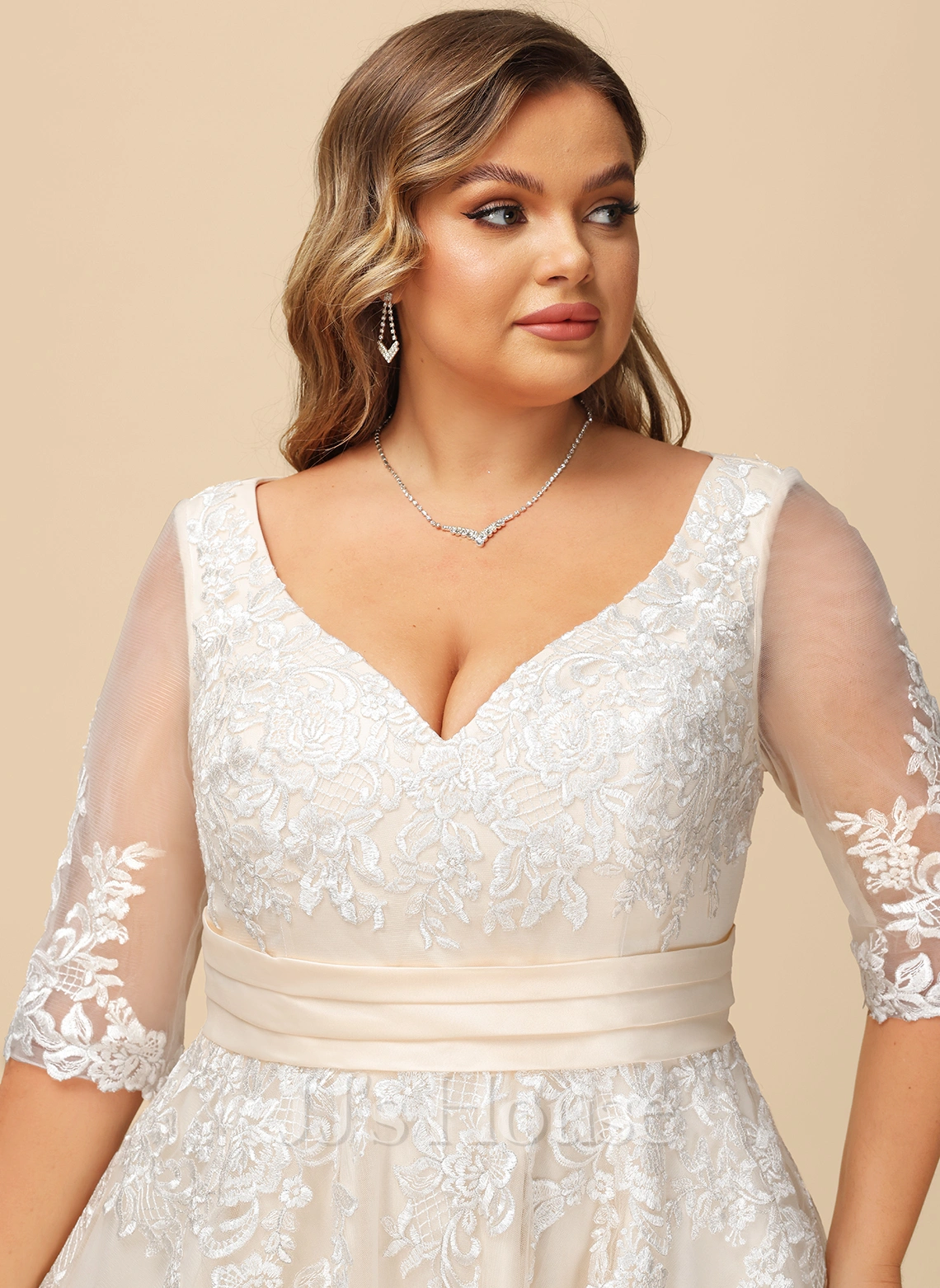 JJsHouse Robe Marquise/princesse Col V Longueur Mollet Dentelle Tulle Robe De Mariée 9 JJsHouse Robe Marquise/princesse Col V Longueur Mollet Dentelle Tulle Robe De Mariée – Image 9