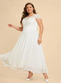 JJsHouse Robe Trapèze Scoop Asymétrique Mousseline Dentelle Robe De Mariée 23 JJsHouse Robe Trapèze Scoop Asymétrique Mousseline Dentelle Robe De Mariée -Voiles mariée Soldes 35994cab4aefd7ecbec23d264ad74c4c