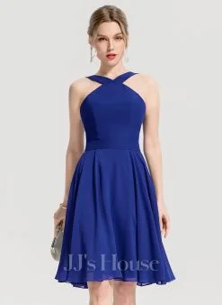 Jjshouse.fr Robe Trapèze Col V Longueur Genou Mousseline Mousseline Robe De Demoiselle D'honneur -Voiles mariée Soldes 36e0c772ec5bc32edb4fd745646b617e