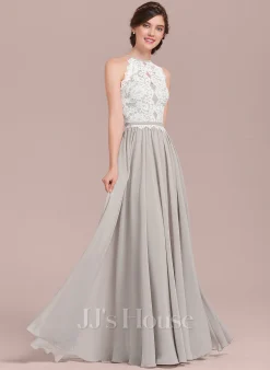 Jjshouse.fr Robe Trapèze Scoop Longueur Ras Du Sol Mousseline Dentelle Dentelle Mousseline Robe De Demoiselle D'honneur -Voiles mariée Soldes 37679b6b2523dd4ee0346dbbea65c7b8