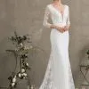 JJsHouse Forme Sirène/trompette Col V Mousseline Dentelle Robe De Mariée Avec Brodé Paillettes