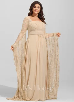 JJsHouse Robe Trapèze Carré Longueur Ras Du Sol Mousseline Dentelle Robe De Mariée Avec Brodé Plissée -Voiles mariée Soldes 3b49fb02473bd46b1245b28897b51807