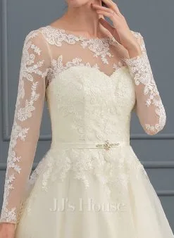 JJsHouse Robe Marquise/princesse Illusion Traîne Moyenne Dentelle Tulle Robe De Mariée Avec Brodé Paillettes -Voiles mariée Soldes 3dfaa9439aed6153508f5eaca98c18e7