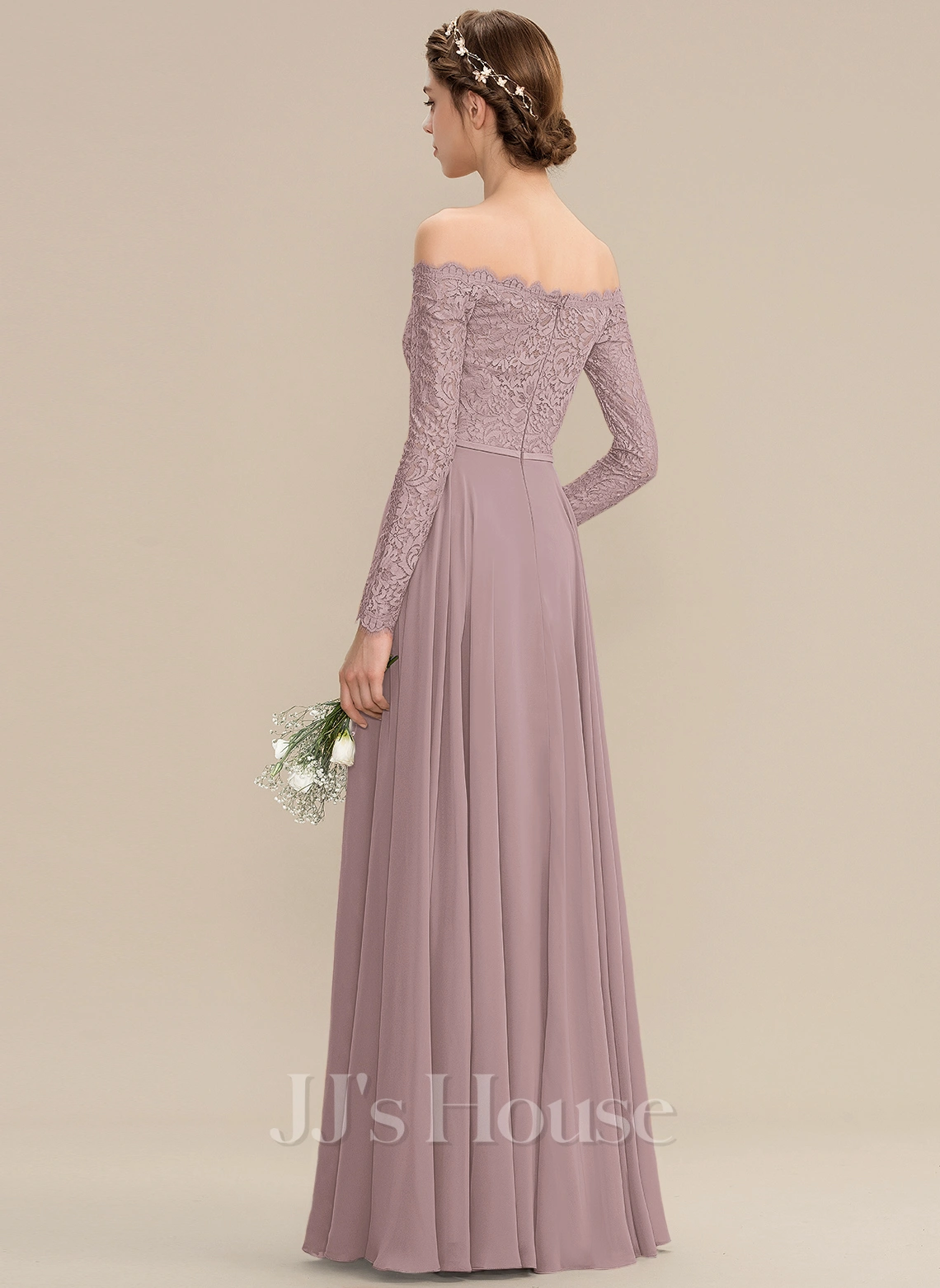 Jjshouse.fr Robe Trapèze épaule Dénudée Longueur Ras Du Sol Mousseline Dentelle Dentelle Mousseline Robe De Demoiselle D'honneur Avec Fendue Devant 6 Jjshouse.fr Robe Trapèze épaule Dénudée Longueur Ras Du Sol Mousseline Dentelle Dentelle Mousseline Robe De Demoiselle D'honneur Avec Fendue Devant – Image 6