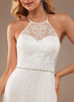 JJsHouse Robe Trapèze Col Haut Balayage/pinceau Train Mousseline Dentelle Robe De Mariée Avec Brodé Paillettes 10 JJsHouse Robe Trapèze Col Haut Balayage/pinceau Train Mousseline Dentelle Robe De Mariée Avec Brodé Paillettes -Voiles mariée Soldes 3f8c9fb3e733f7206af6db06d29d4851