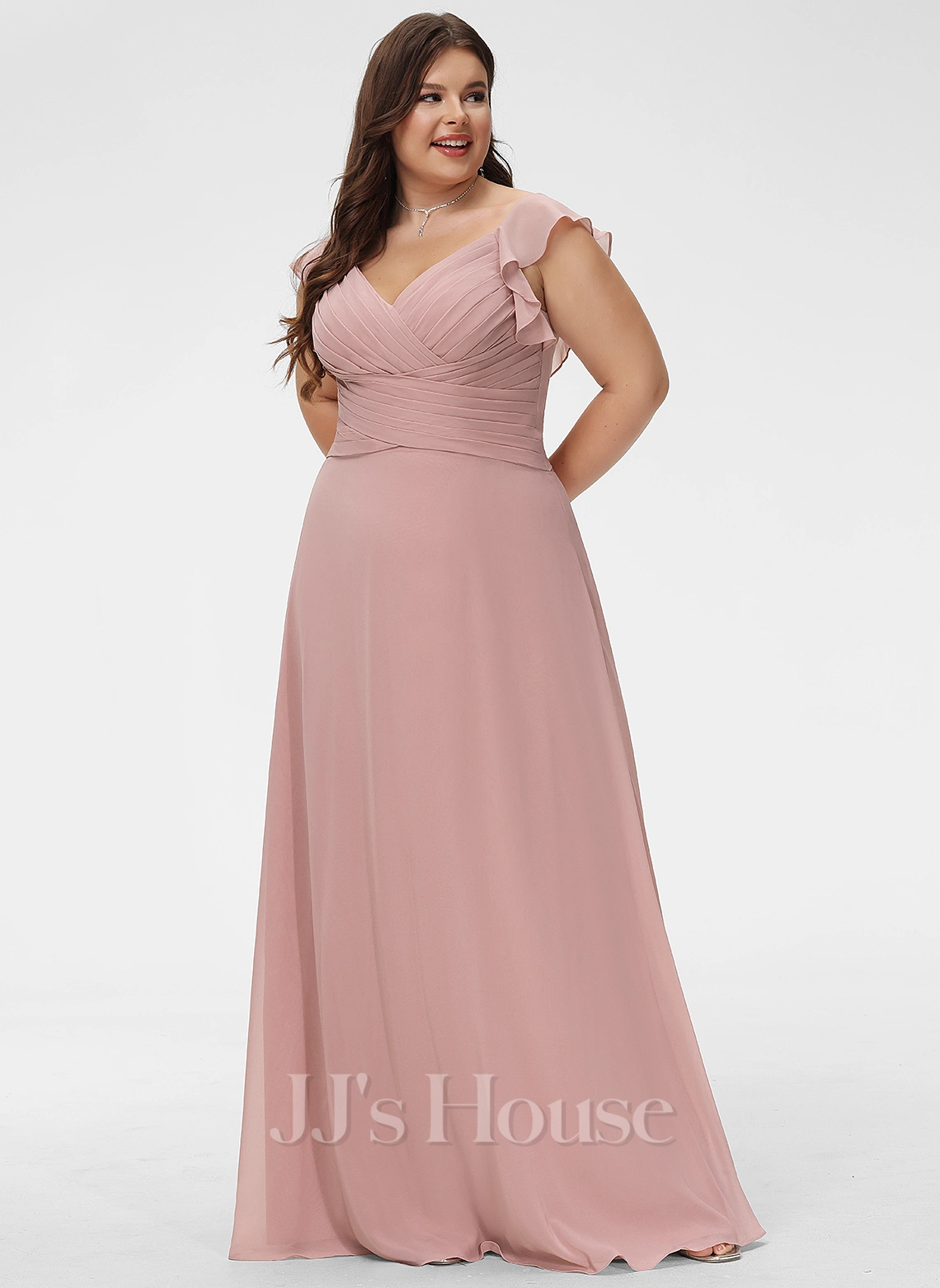 Jjshouse.fr Robe Empire Col V Longueur Ras Du Sol Mousseline Mousseline Robe De Demoiselle D'honneur Avec Robe à Volants 11 Jjshouse.fr Robe Empire Col V Longueur Ras Du Sol Mousseline Mousseline Robe De Demoiselle D'honneur Avec Robe à Volants – Image 11