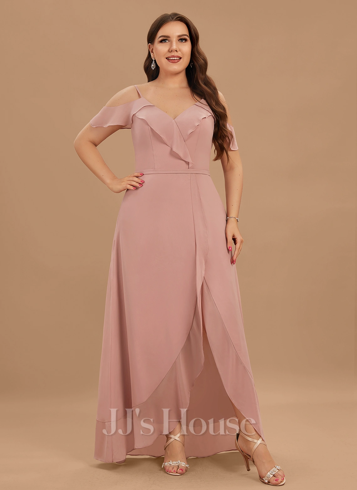 Jjshouse.fr Robe Trapèze Col V Asymétrique Mousseline Mousseline Robe De Demoiselle D'honneur Avec Robe à Volants 8 Jjshouse.fr Robe Trapèze Col V Asymétrique Mousseline Mousseline Robe De Demoiselle D'honneur Avec Robe à Volants – Image 8