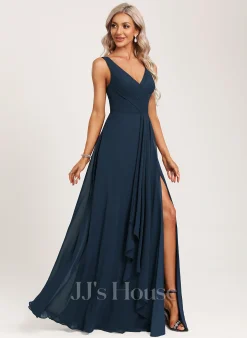 Jjshouse.fr Robe Trapèze Col V Longueur Ras Du Sol Mousseline Robe De Demoiselle D'honneur Avec Plissé 9 Jjshouse.fr Robe Trapèze Col V Longueur Ras Du Sol Mousseline Robe De Demoiselle D'honneur Avec Plissé -Voiles mariée Soldes 43f9f3495fbe24353ea393308c0148ef